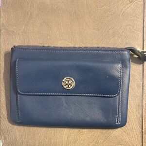 Tory Burch Dark Blue Leather Wristlet